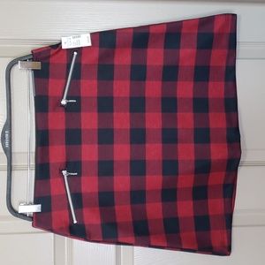 Maurices Red and Black Plaid Mini Skirt
